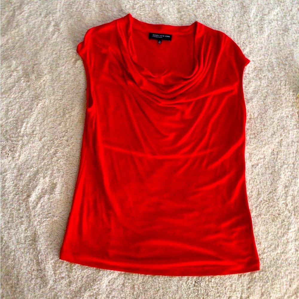 Comfortable Cowl Neck Red Blouse.